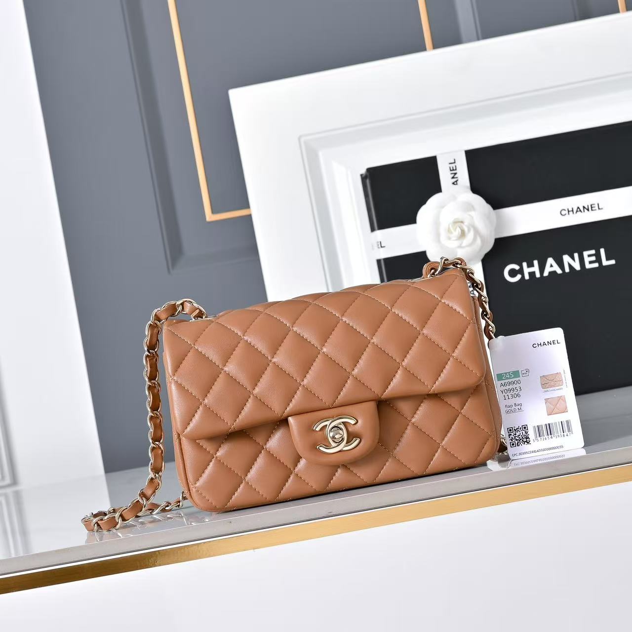 Chanel flap small small caramel light gold crossbody bag