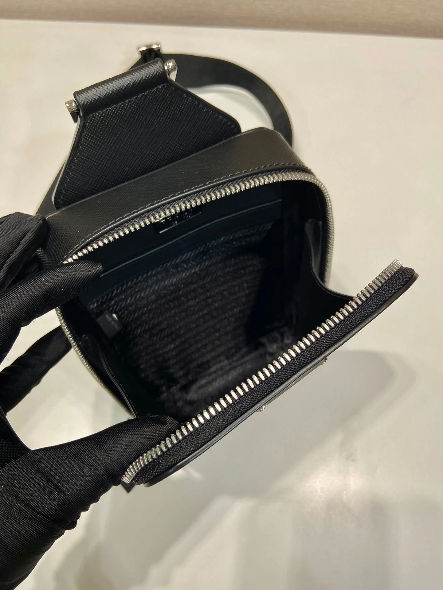 Prada CHEST BAG 20 IN BLACK SAFFIANO LEATHER