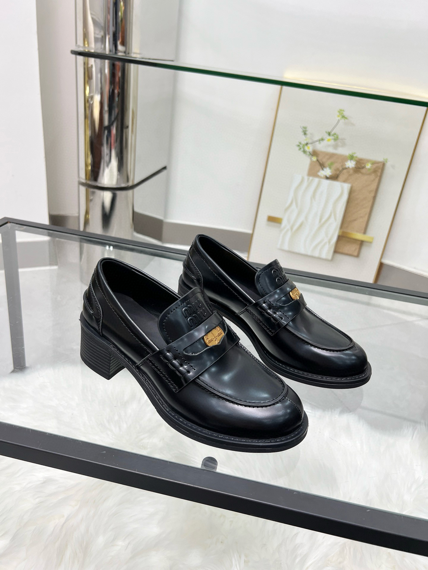 Miu Miu Black Shiny leather Loafer