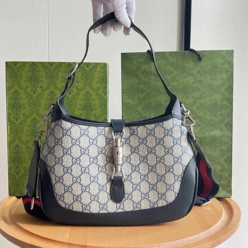 Gucci Jackie 1961 Canvas&Leather Shoulder Bags