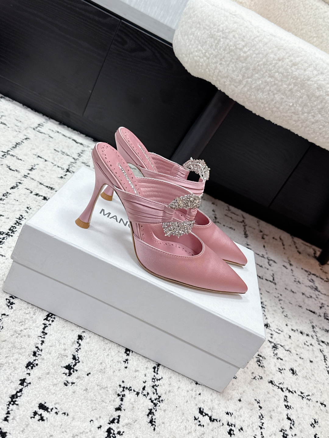 Manolo Blahnik Satin Crystal Pumps