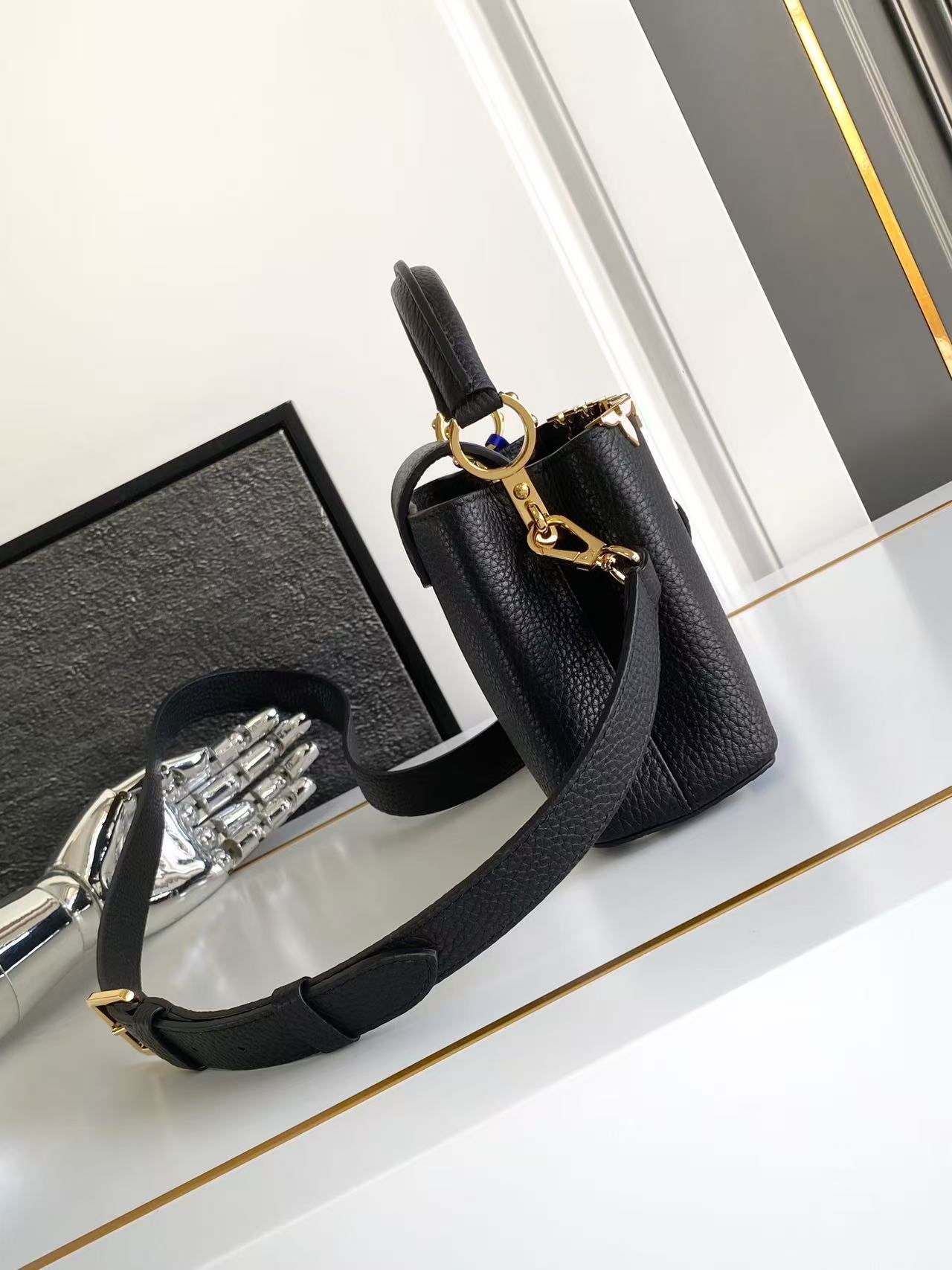 Louis Vuitton LV Black Shell Logo Handbag Shoulder Bag