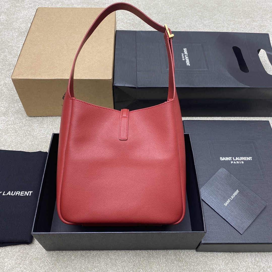SAINT LAURENT YSL Le 5 à 7 Hobo monogram-plaque shoulder bag red