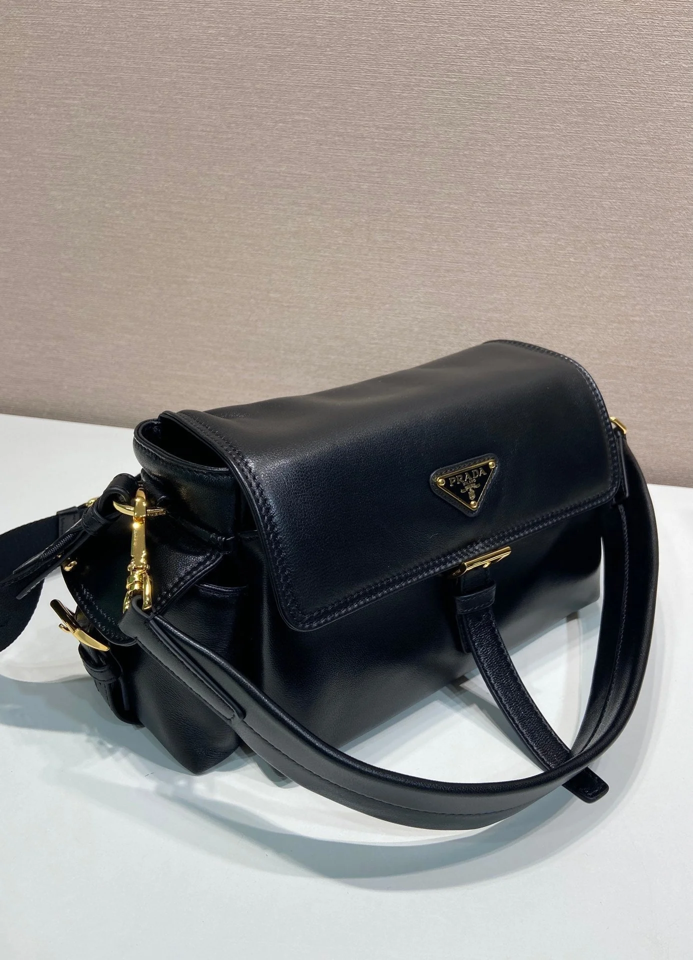 Prada PRA Shoulder Bag Black Sheepskin 341130