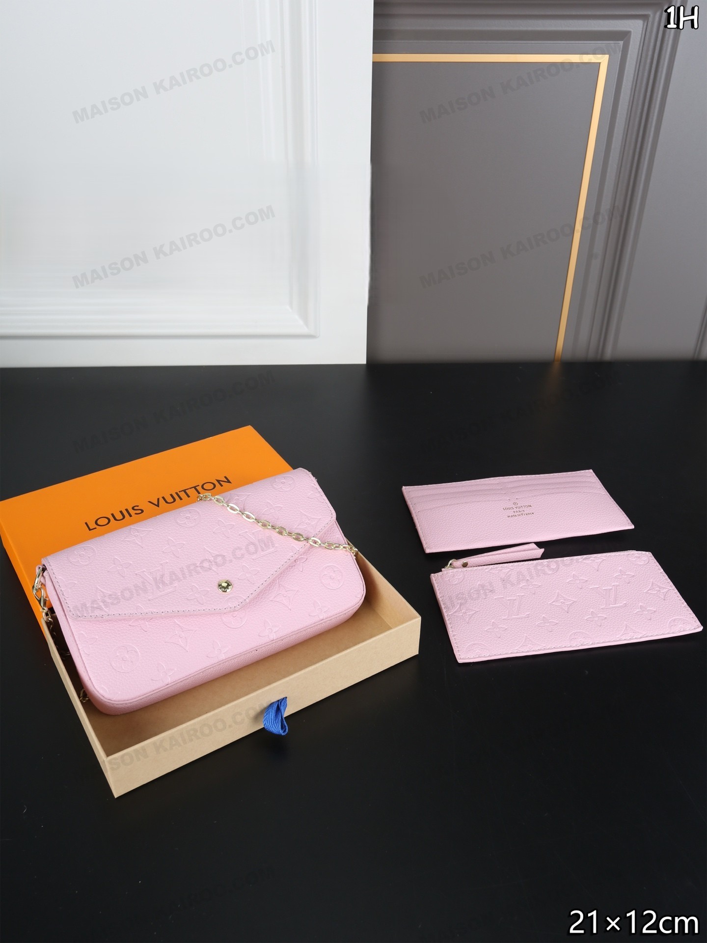 Louis Vuitton LV x TM Felicie Pochette 3-in-1 Pink Monogram Empreinte Leather Chain Envelope Shoulder Bag - KAIROO