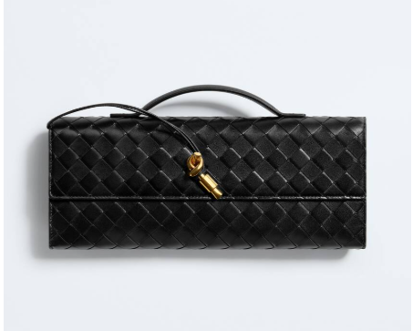 Bottega Black Andiamo Clutch Intrecciato leather
