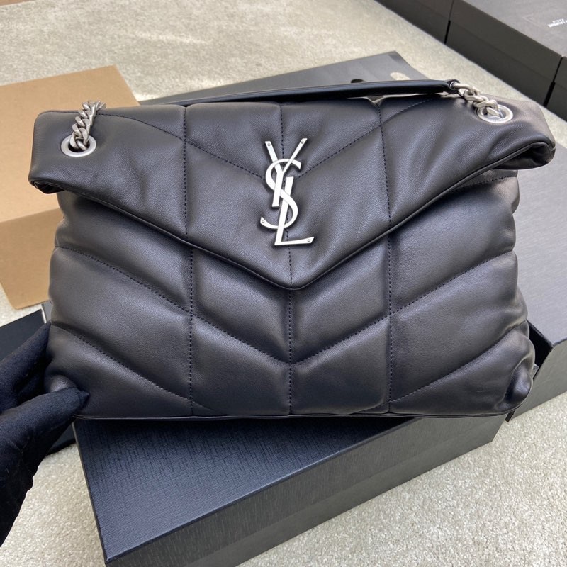 Saint Black Lambskin Medium Puffer Bag 577475