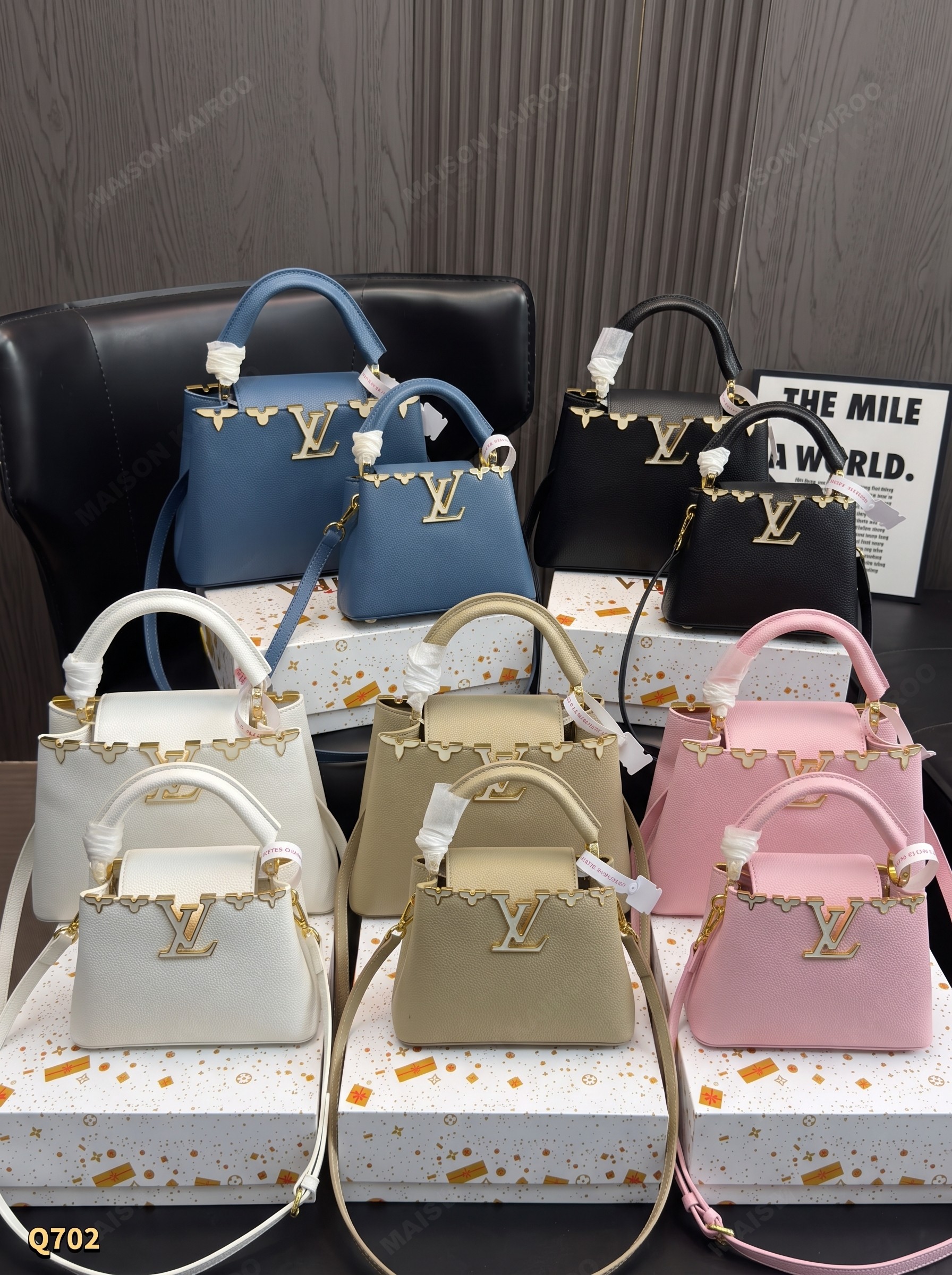 Louis Vuitton LV Capucines BB & Mini Nacre Flower Crown Enamel Logo Taurillon Leather Top Handle Bag - KAIROO
