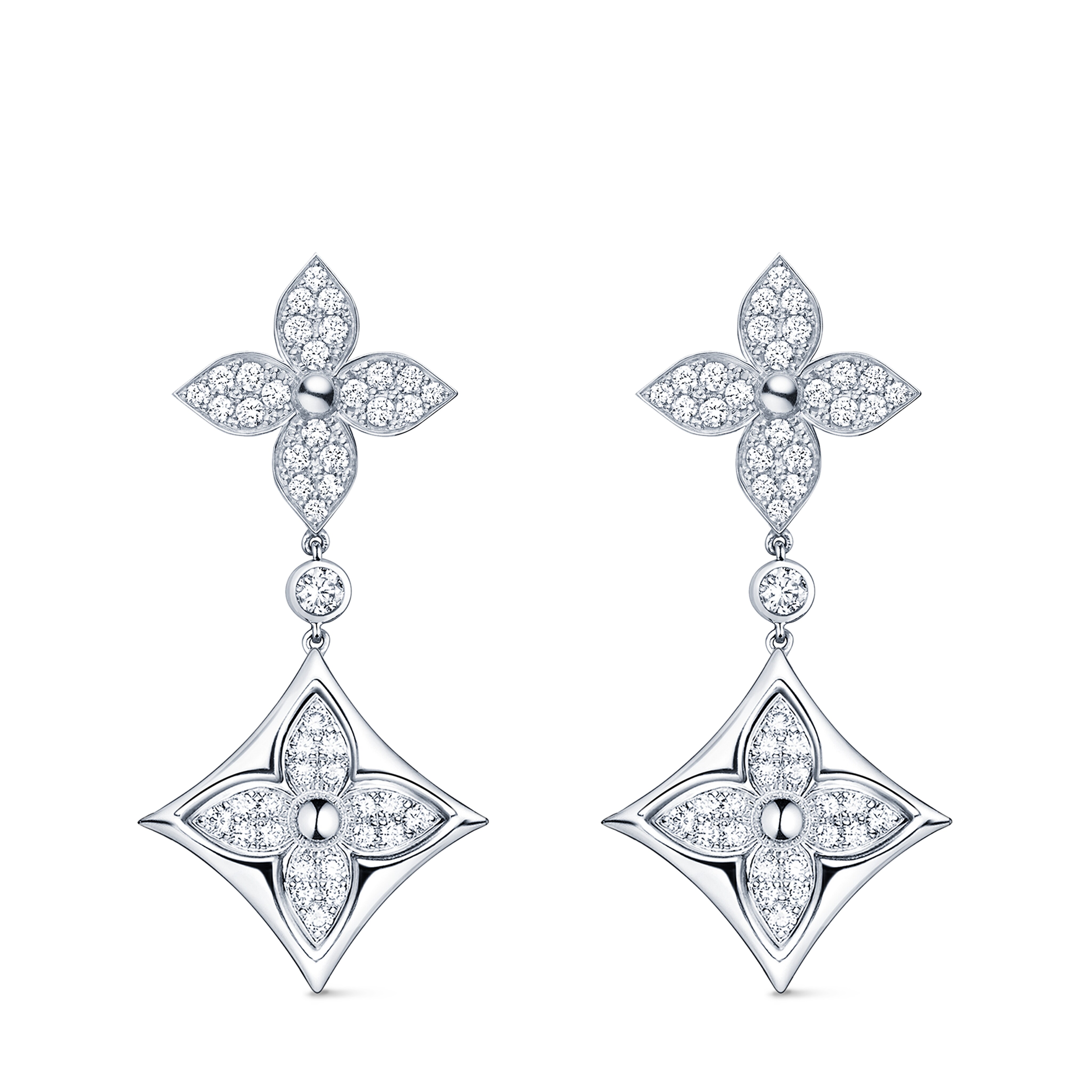 ロングピアス ブロッサム（ホワイトゴールド×ダイヤモンド）