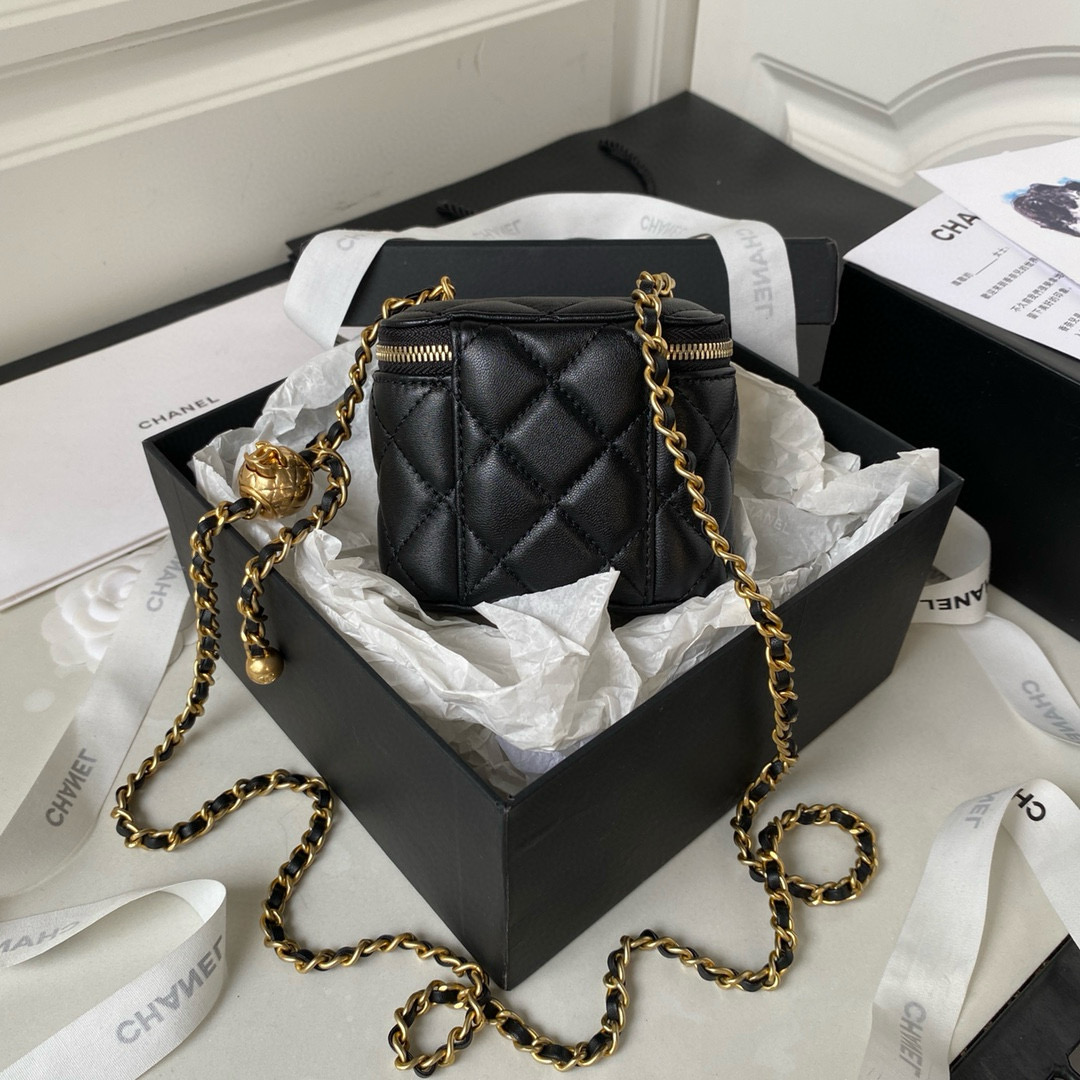 Chanel Small Vanity Chain Bag in Black Lambskin AP1447