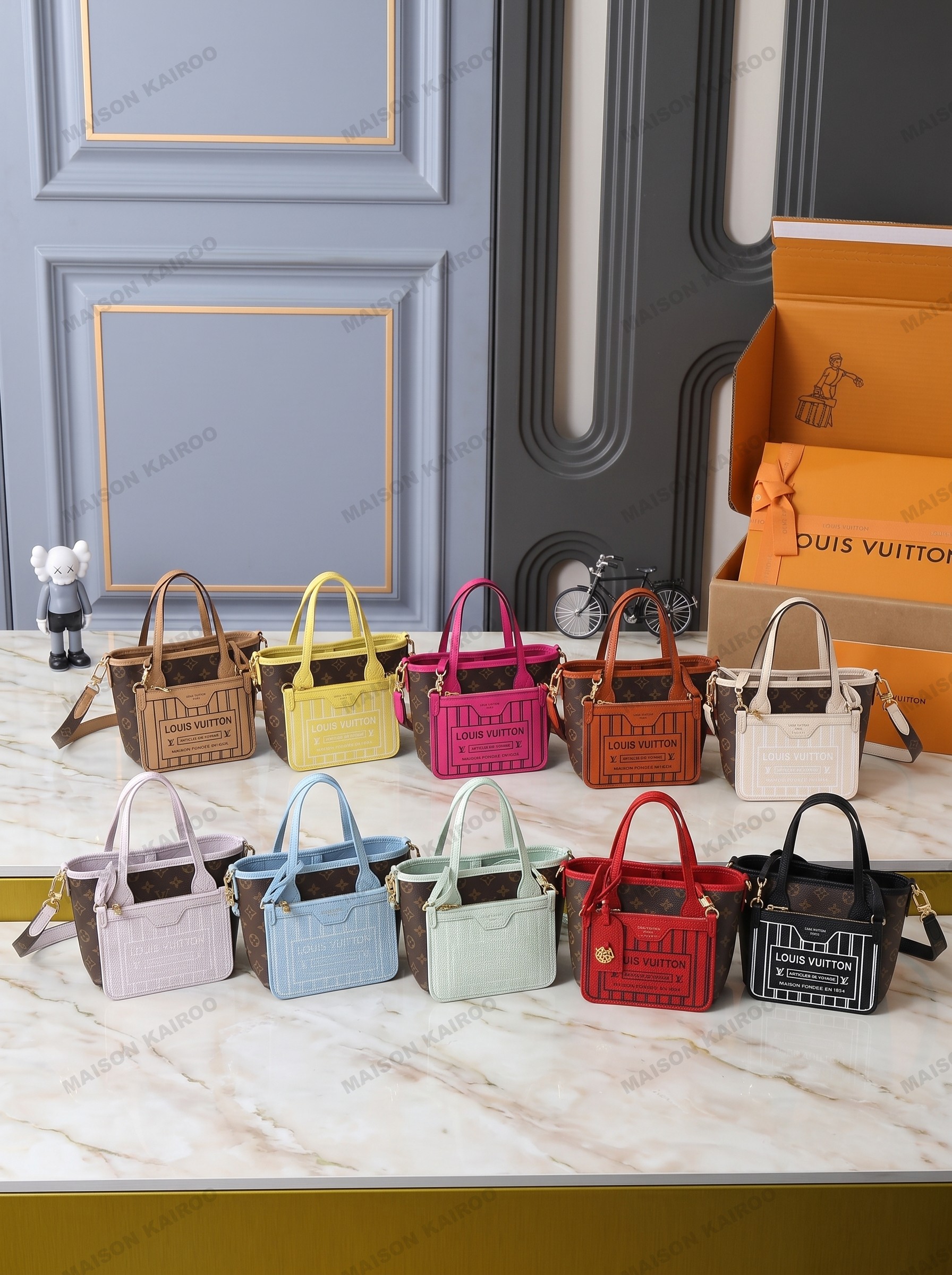 Louis Vuitton LV Neverfull Inside Out BB Monogram Canvas Leather Trim Reversible Tote Bag With Pouch - KAIROO