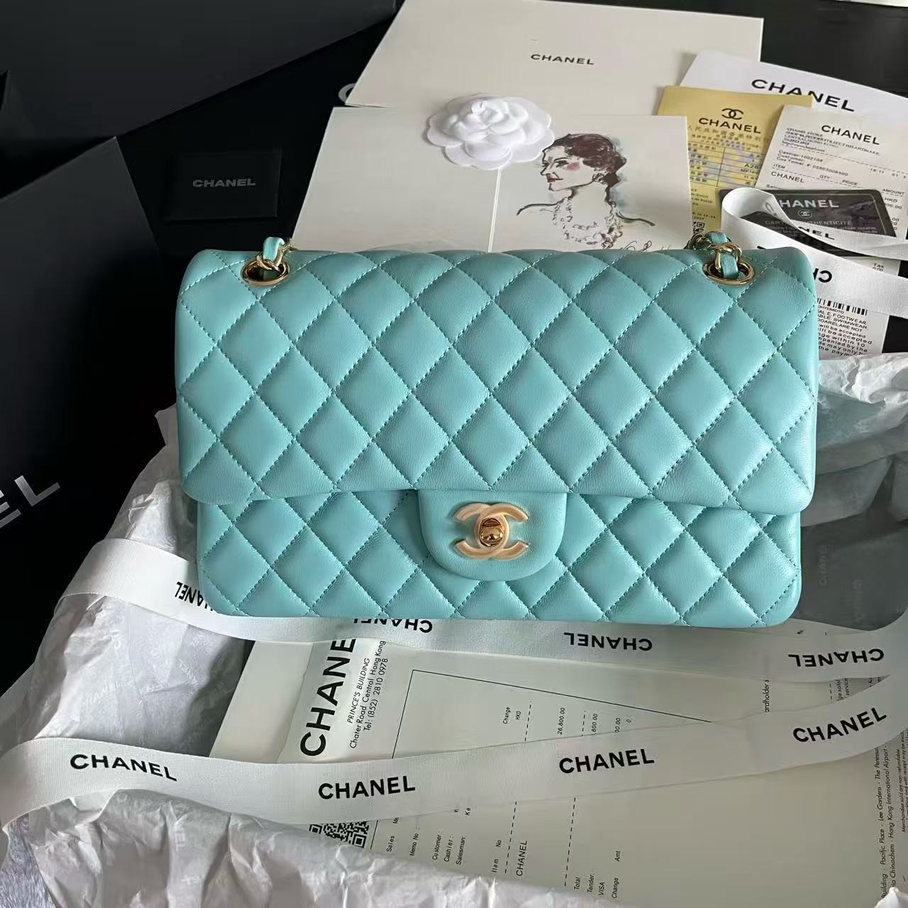 Chanel Classic 11.12 Handbag in Sky Blue Lambskin