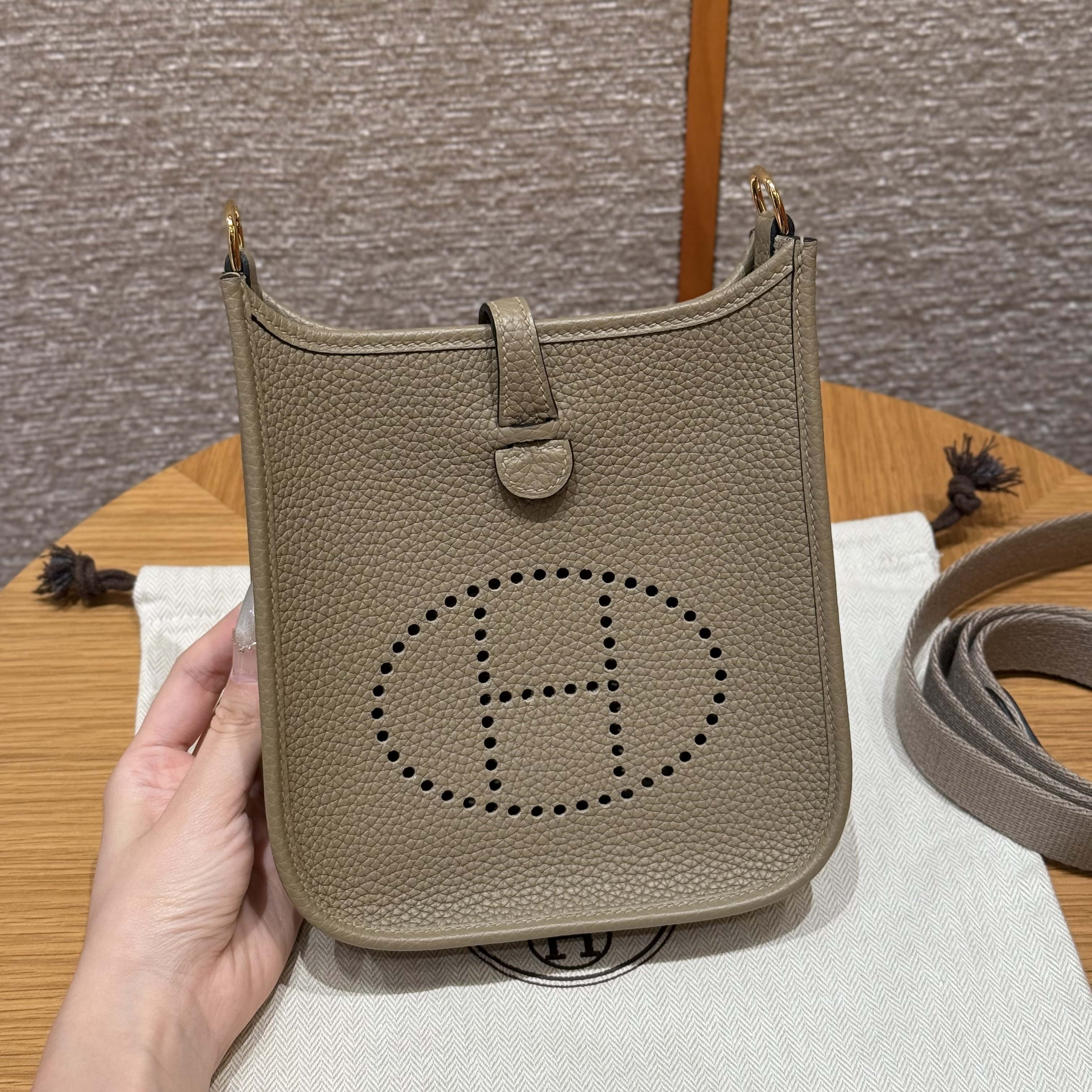 Hermes Beige Marfa Clemence Mini Evelyne 16