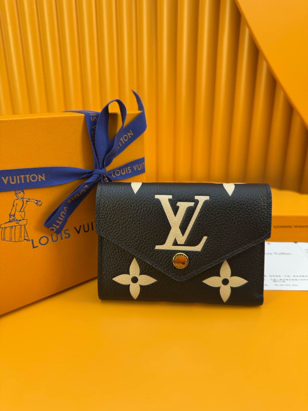 M80968 LV Victorine Wallet Black Monogram Empreinte Embossed Leather