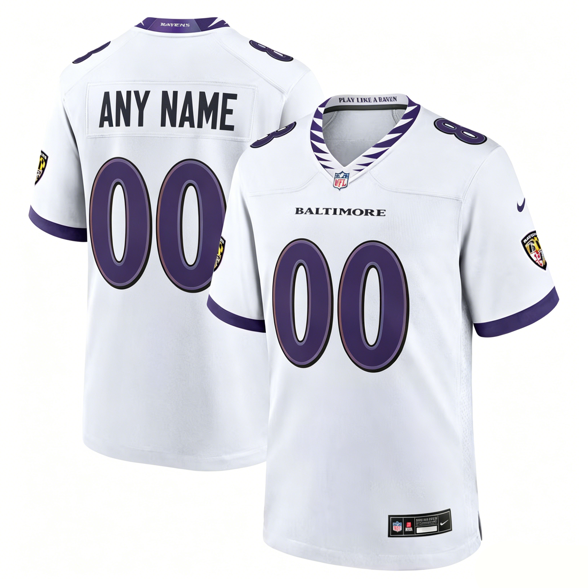 Baltimore Ravens Nike Purple Black White Vapor Home and Away Alternate Game customized Jersey