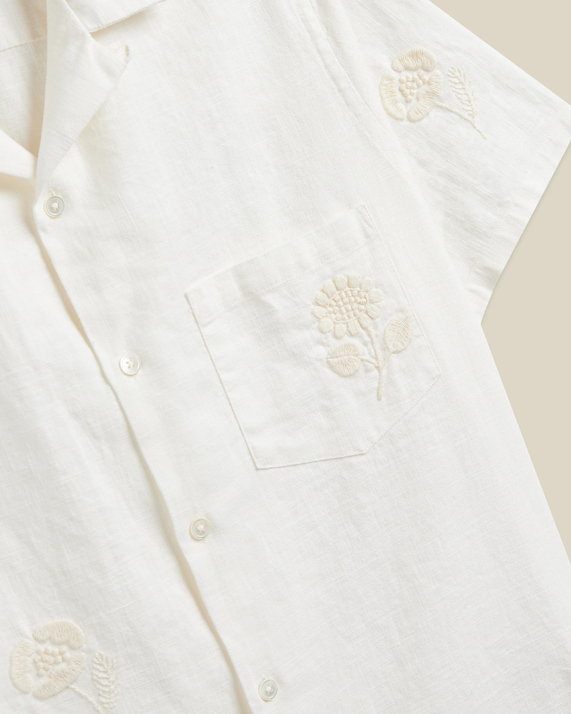 EMBROIDERY NATURE RAMIE - ECRU