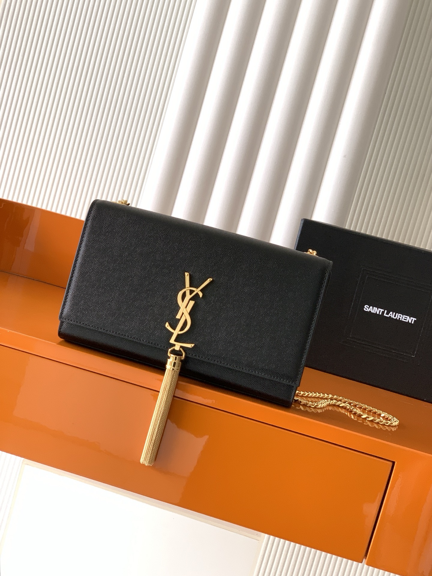 Saint Laurent Black Grained Calfskin Medium Kate