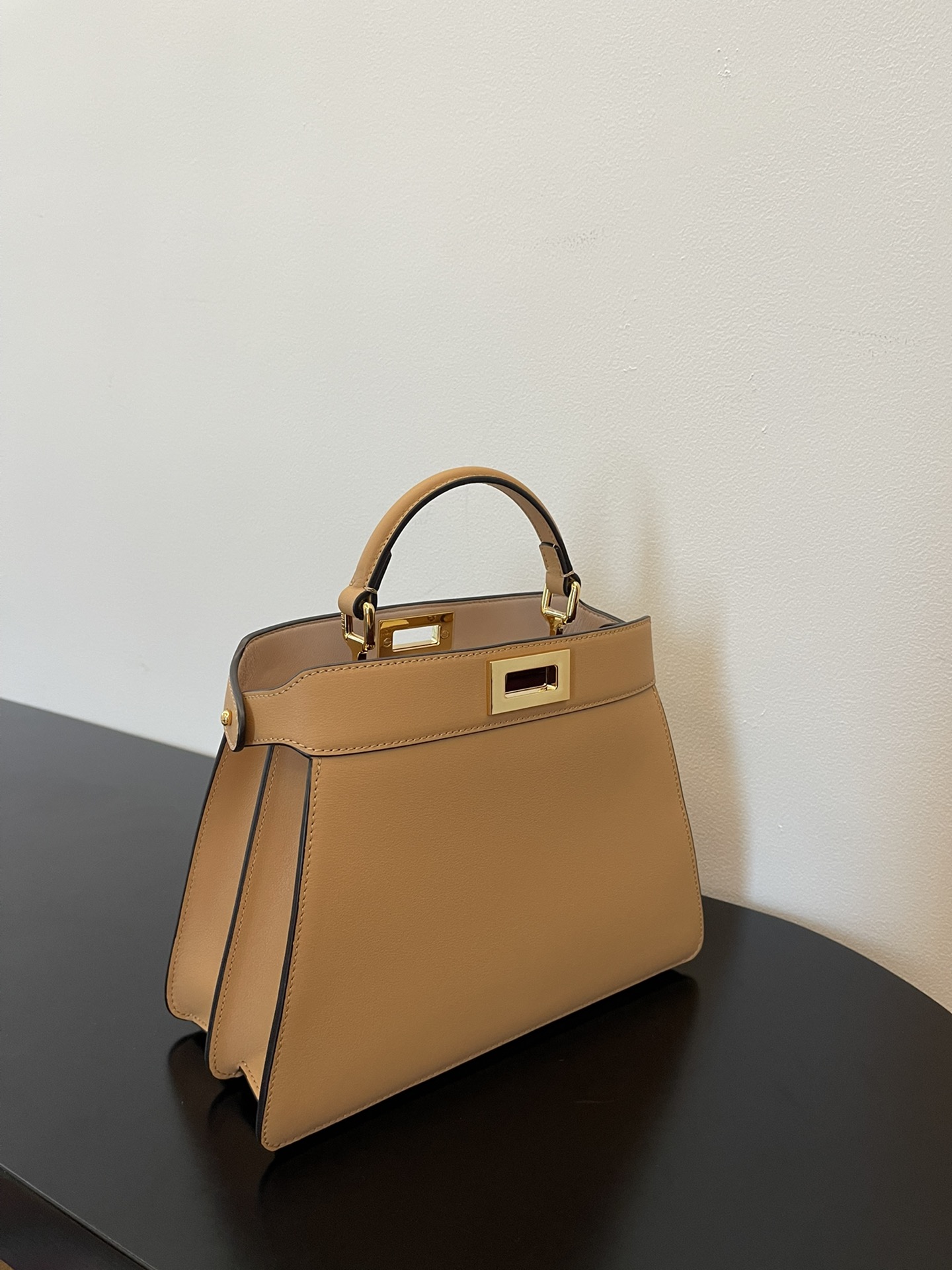 Fendi Iconic Peekaboo ISeeU Small Leather Bag-  Beige