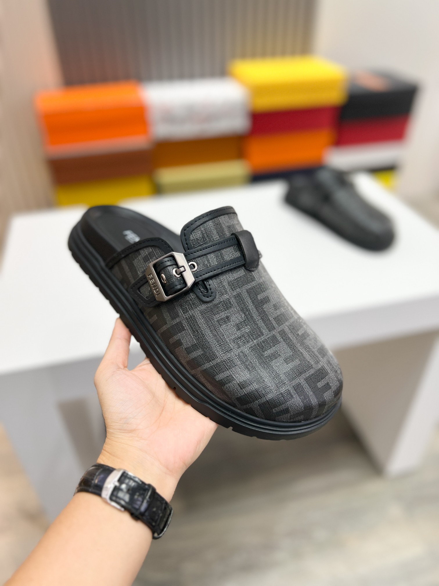 Fendi Diagonal Men's Mules
