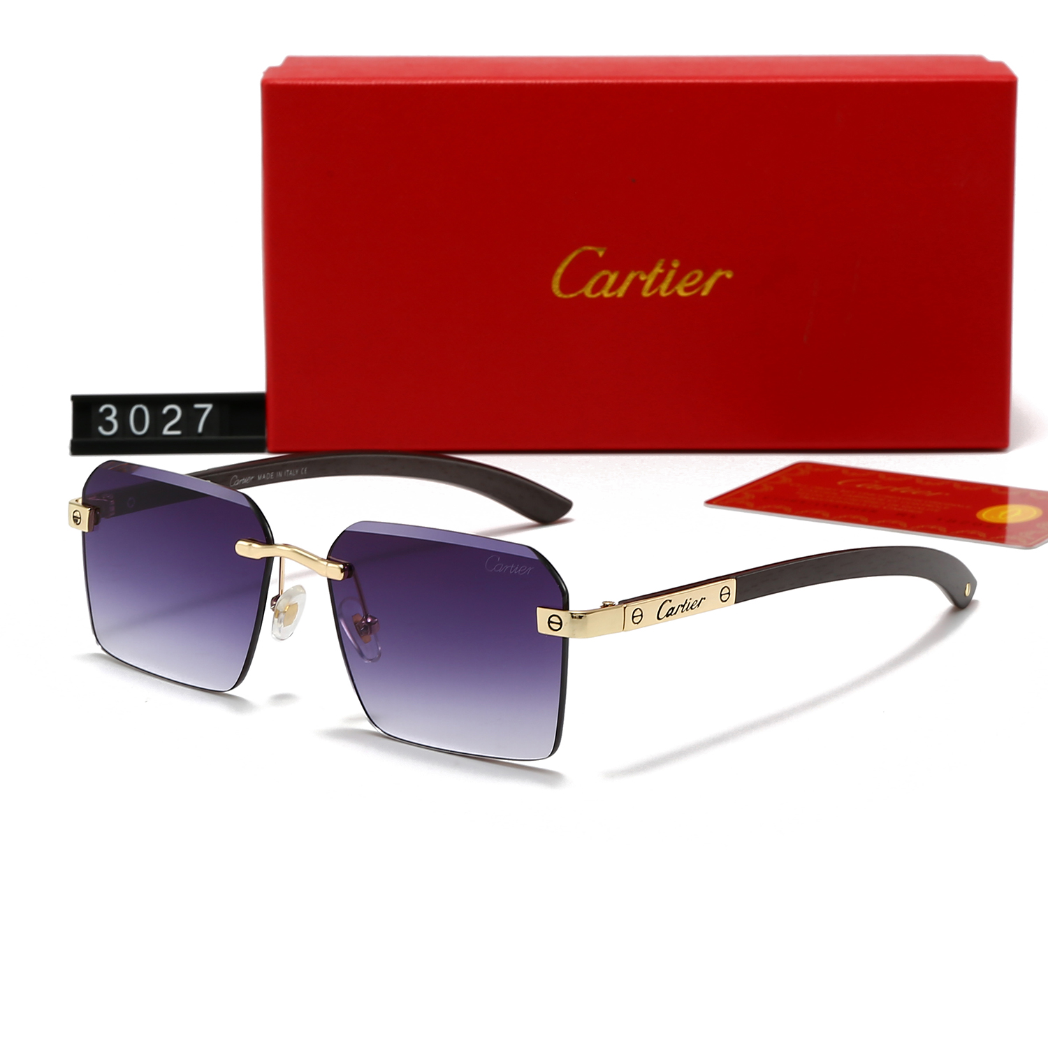 Cartier Santos Screw-Detail Rimless Sunglasses Top quality - KAIROO