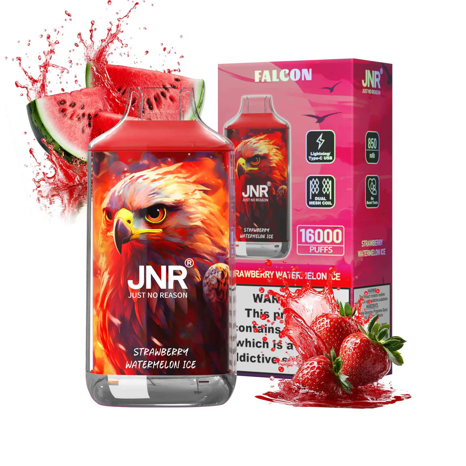 JNR Falcon 16K Rechargeable Disposable Vape – Strawberry Watermelon Ice