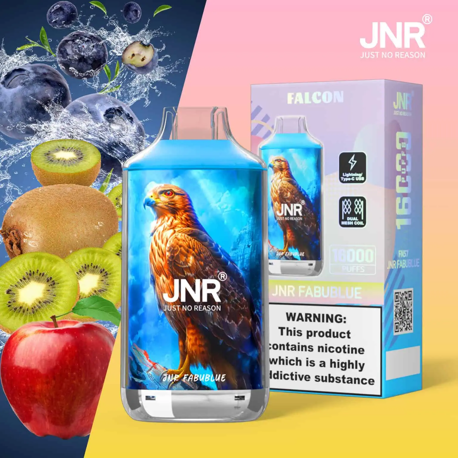 JNR Falcon 16K Rechargeable Disposable Vape – Fabublue
