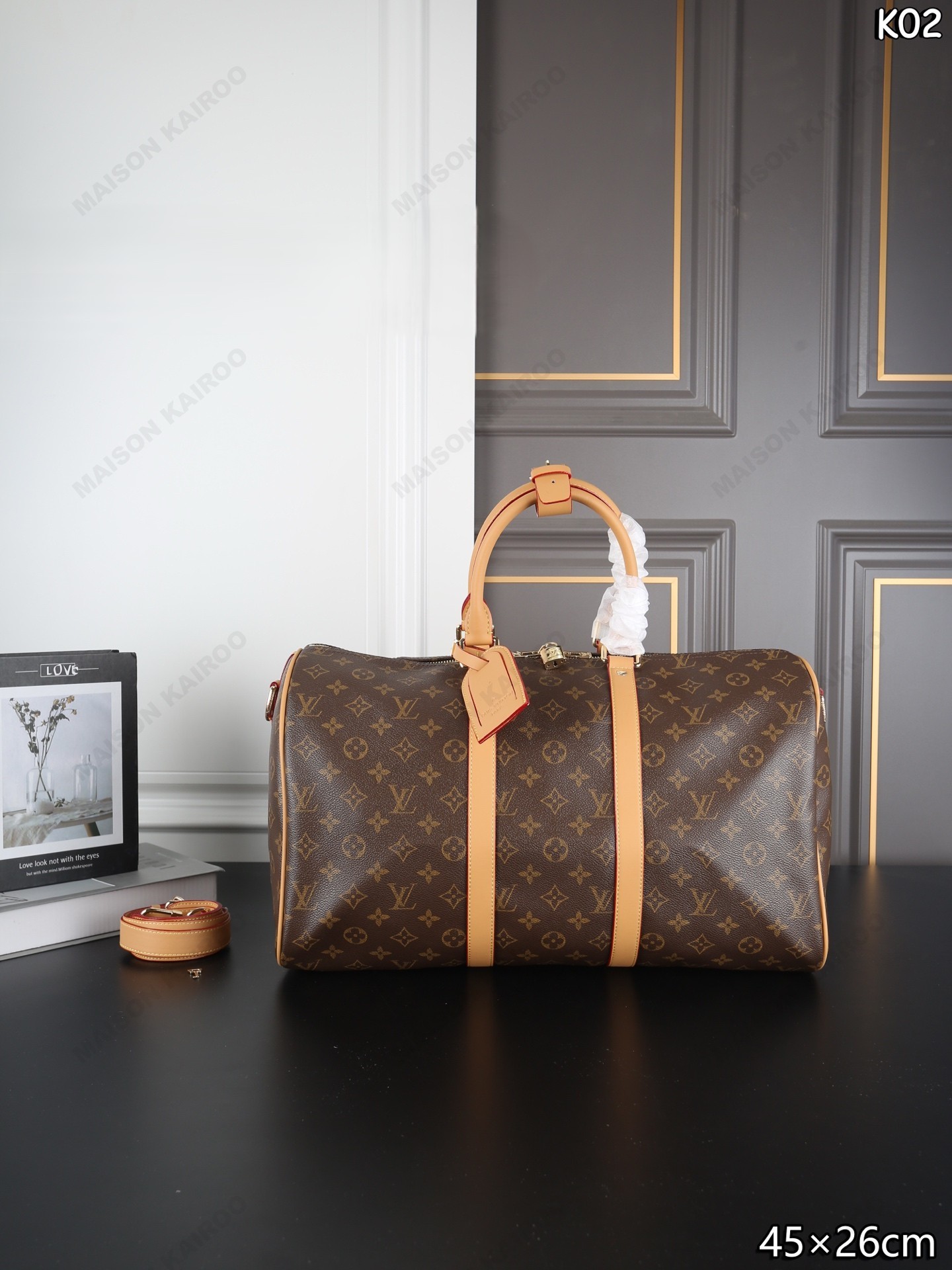 Louis Vuitton LV Keepall Bandoulière 45/50/55 Classic Monogram Canvas Brown Leather Travel Duffel Bag - KAIROO