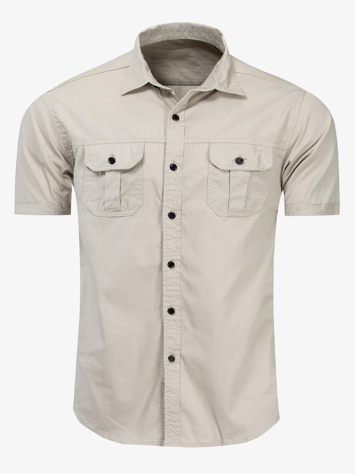 Men's Cotton Casual Outdoor Pocket Short Sleeve Shirt