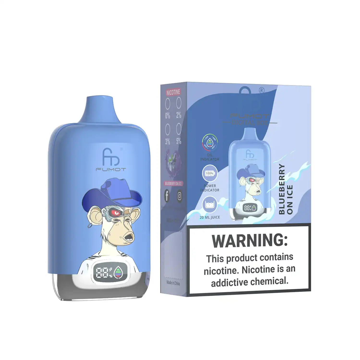 FUMOT Digital Box 12K Disposable Vape – Blueberry On Ice - Vaba Vape-Shop