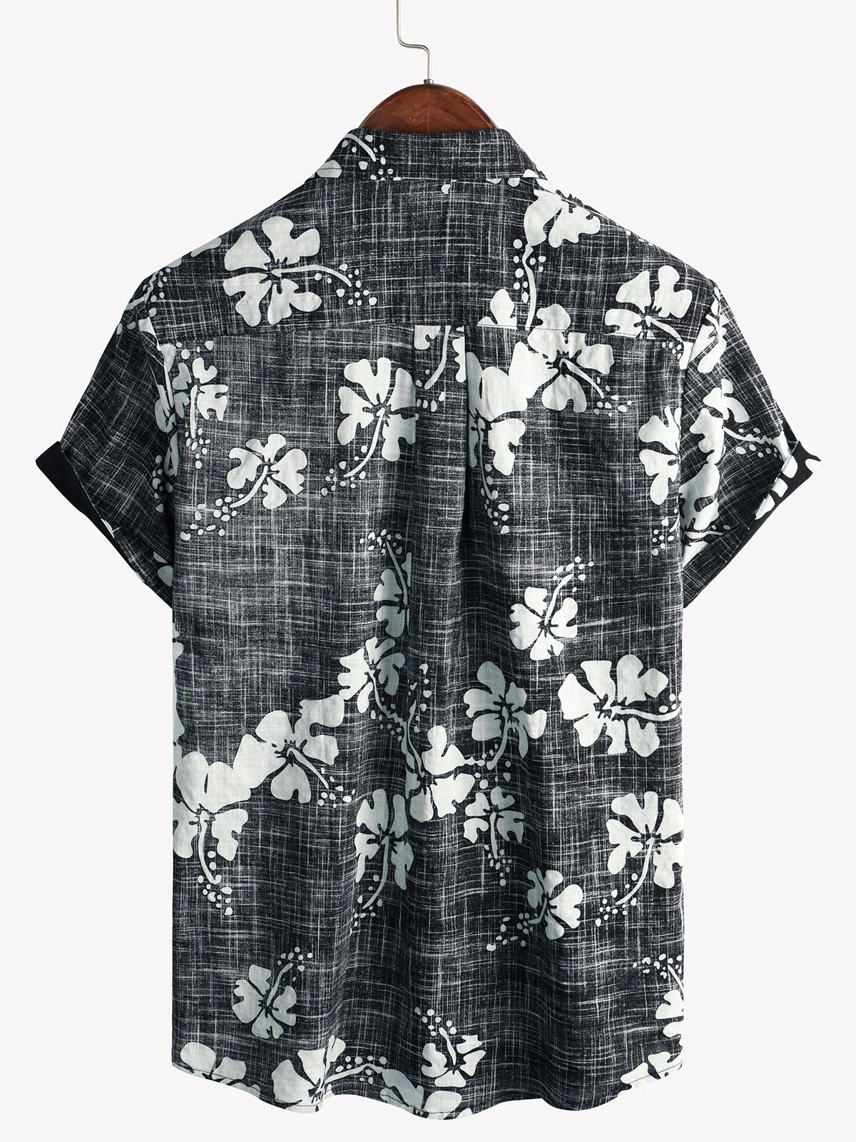 Men's Vintage Black Floral Tropical Beach Hawaiian Short Sleeve Shirt