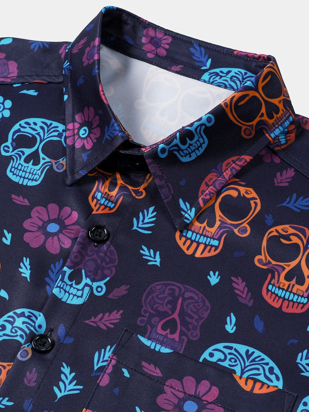 Men's Funny Skull Punk Rock Hawaiian Shirt