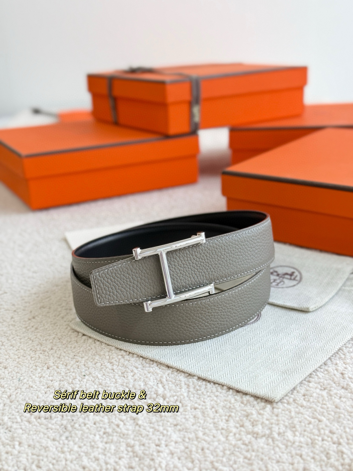 Hermes Serif Reversible leather belt 32mm