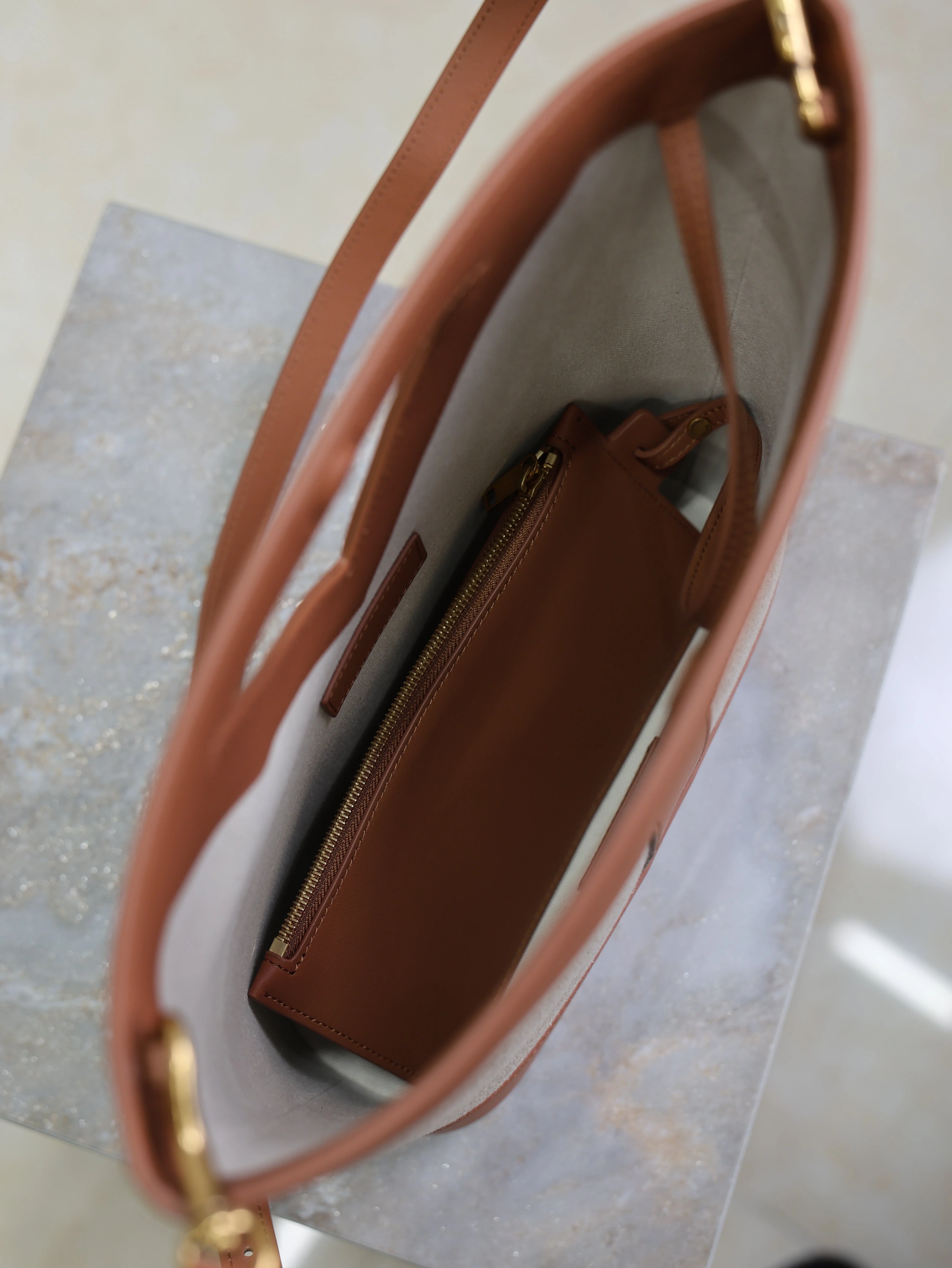 Saint Laurent YSL Small Bucket 23cm Caramel Beige Canvas Leather