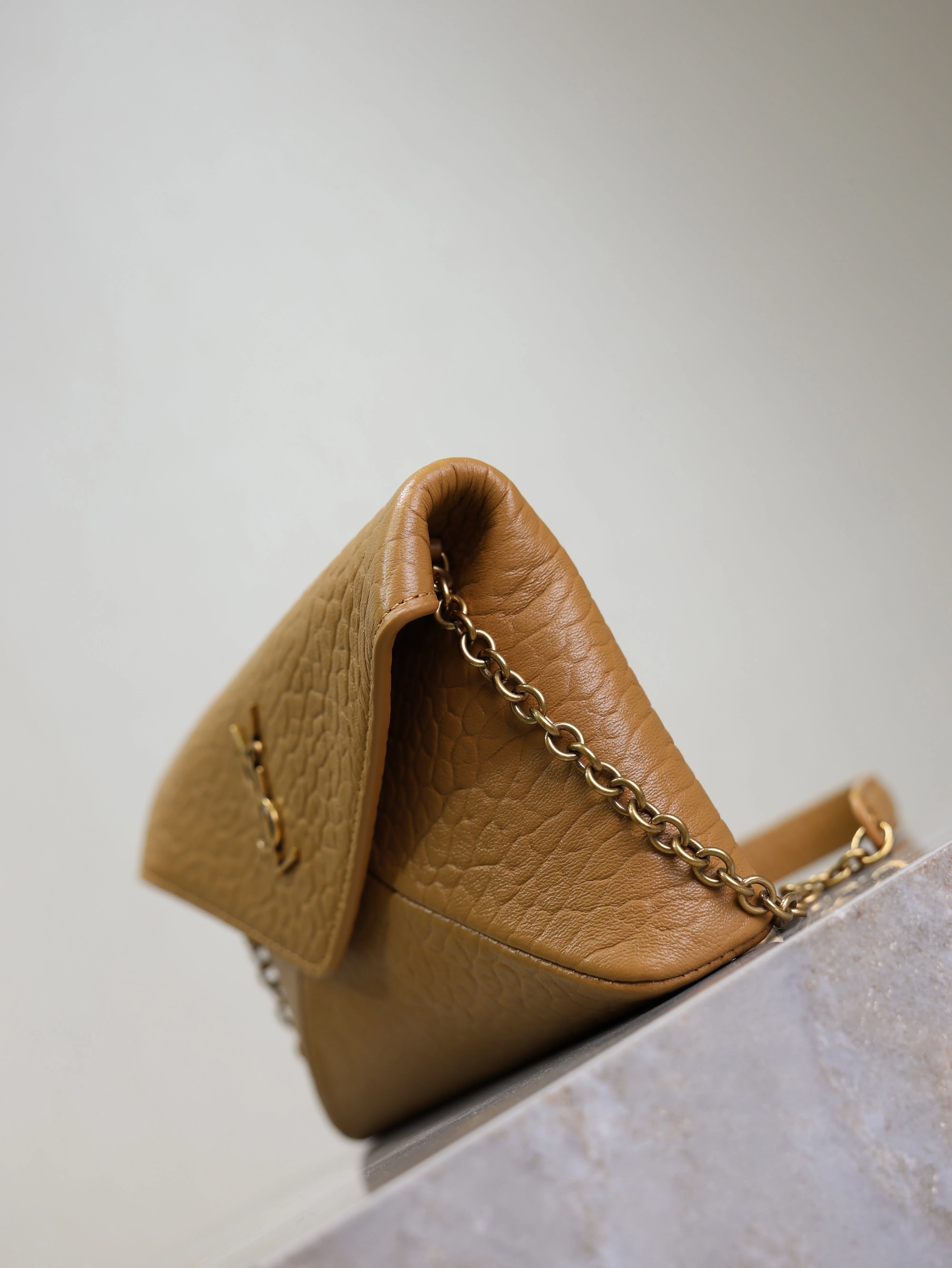 Saint Laurent YSL  Calypso Bag 19cm Light Brown Elephant Leather