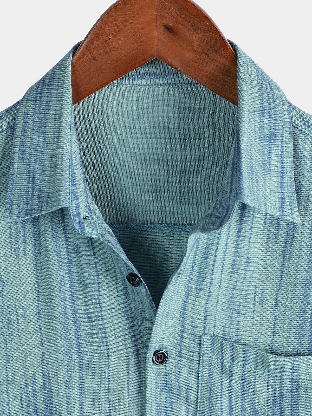 Men's Blue Striped Breathable Pocket Short Sleeve Shirt