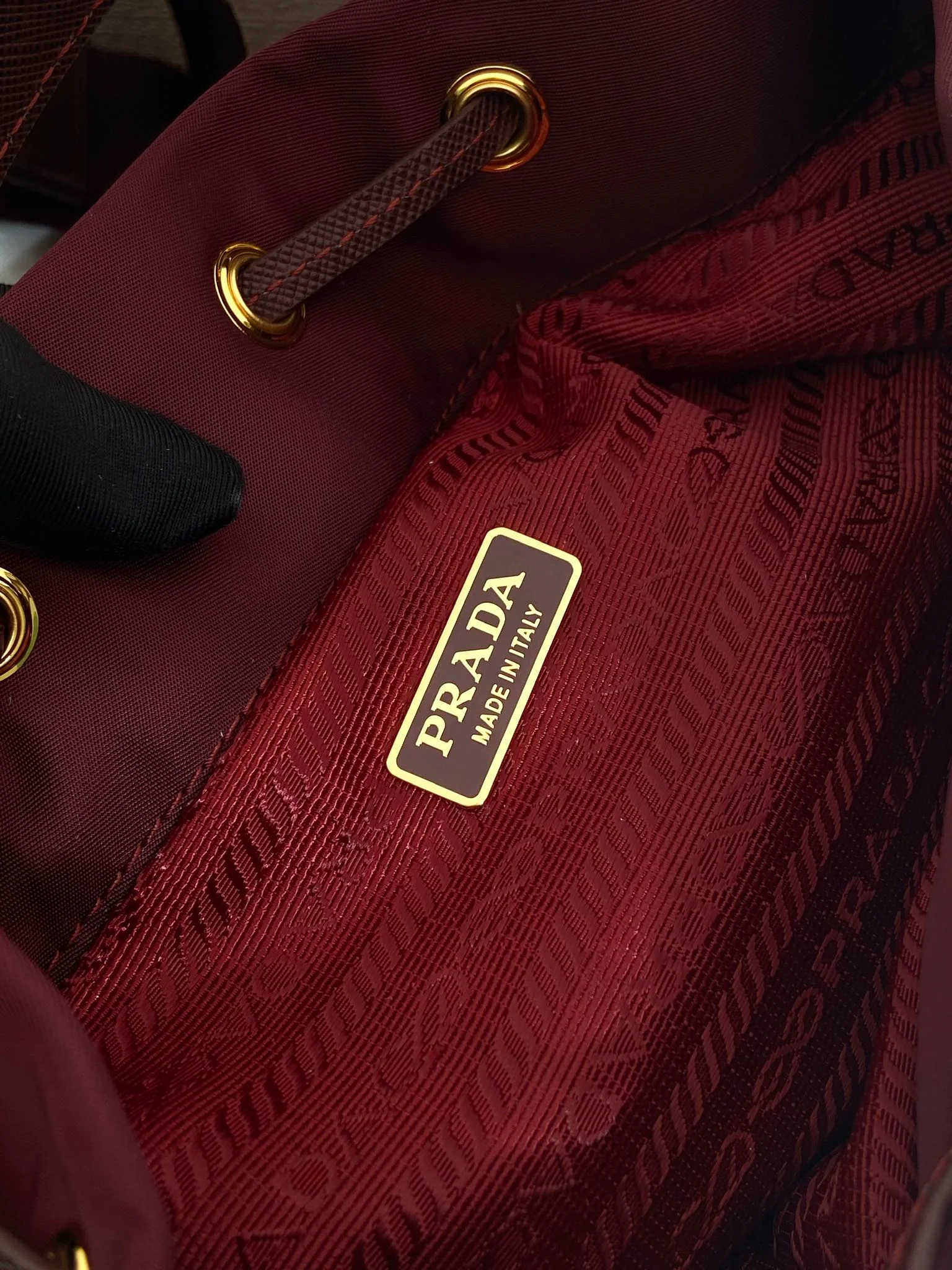 Prada  bucket bag 23 burgundy nylon fabric 280826