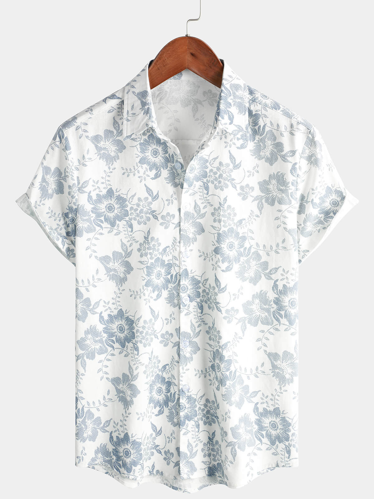 Men's White Cotton Linen Breathable Hawaiian Summer Short Sleeve Shirt