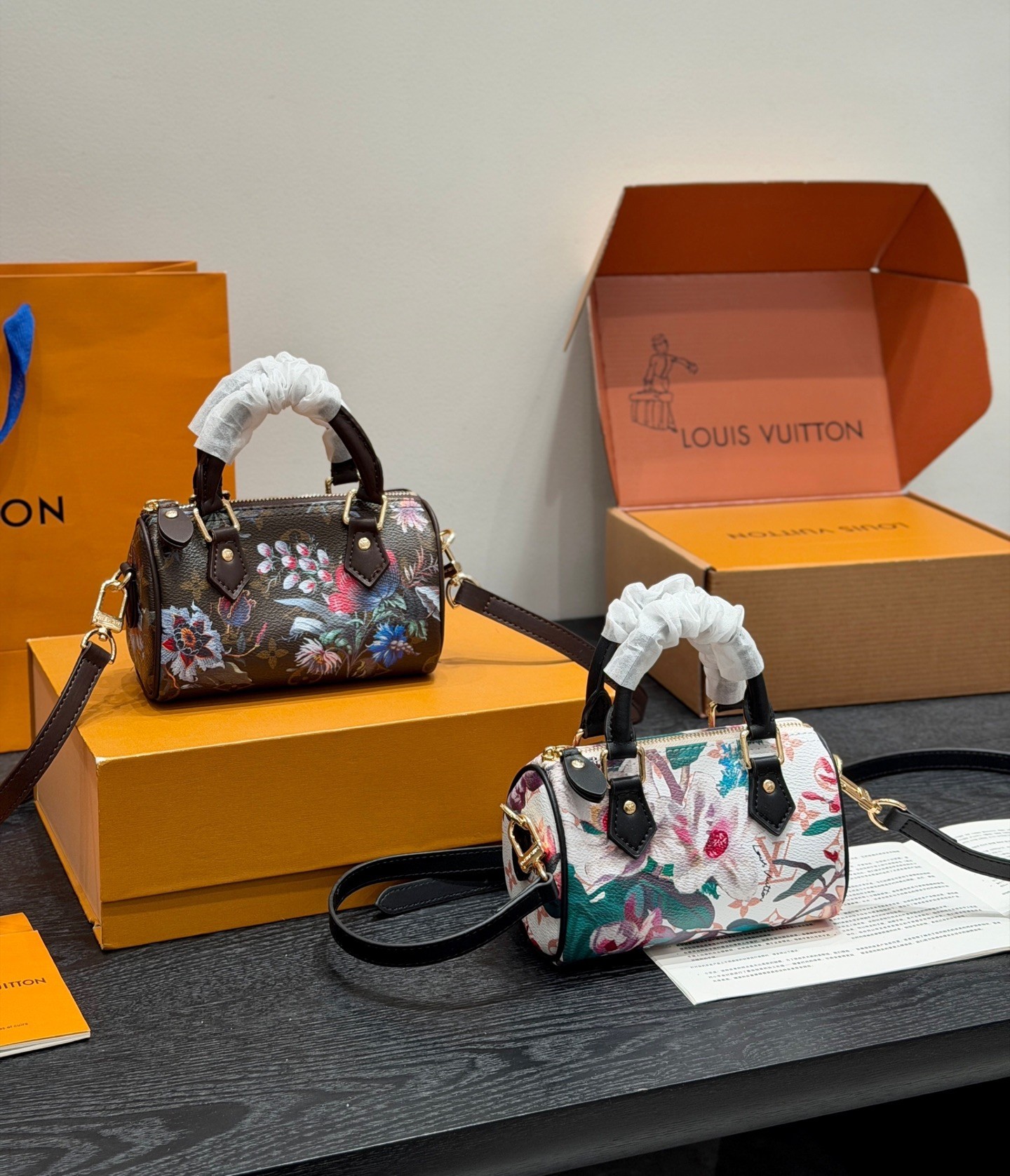 Louis Vuitton LV Nano Speedy 16 Monogram Tapestry Floral Multicolor Boston Top Handle Bag - KAIROO