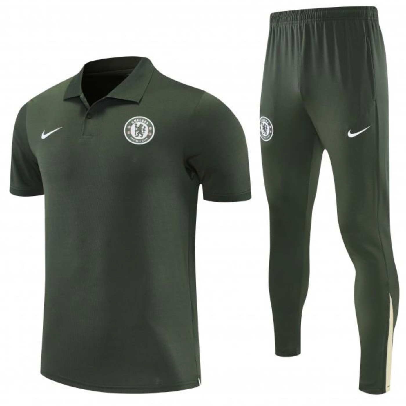 26/27 Chelsea Dark Green Polo Training Shirt + Long Pants Tracksuit S-XXL