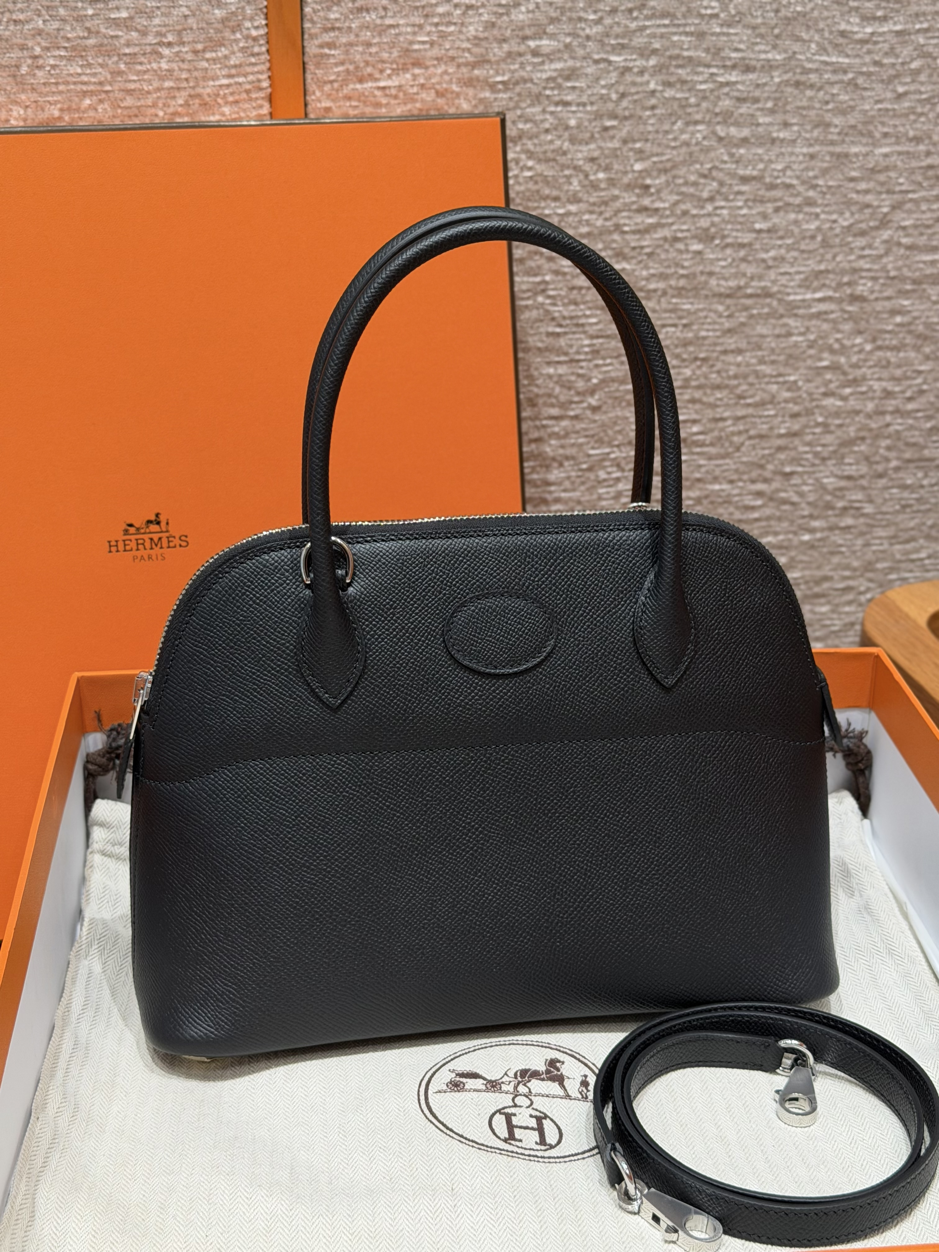 Hermes Black Epsom Bolide 27