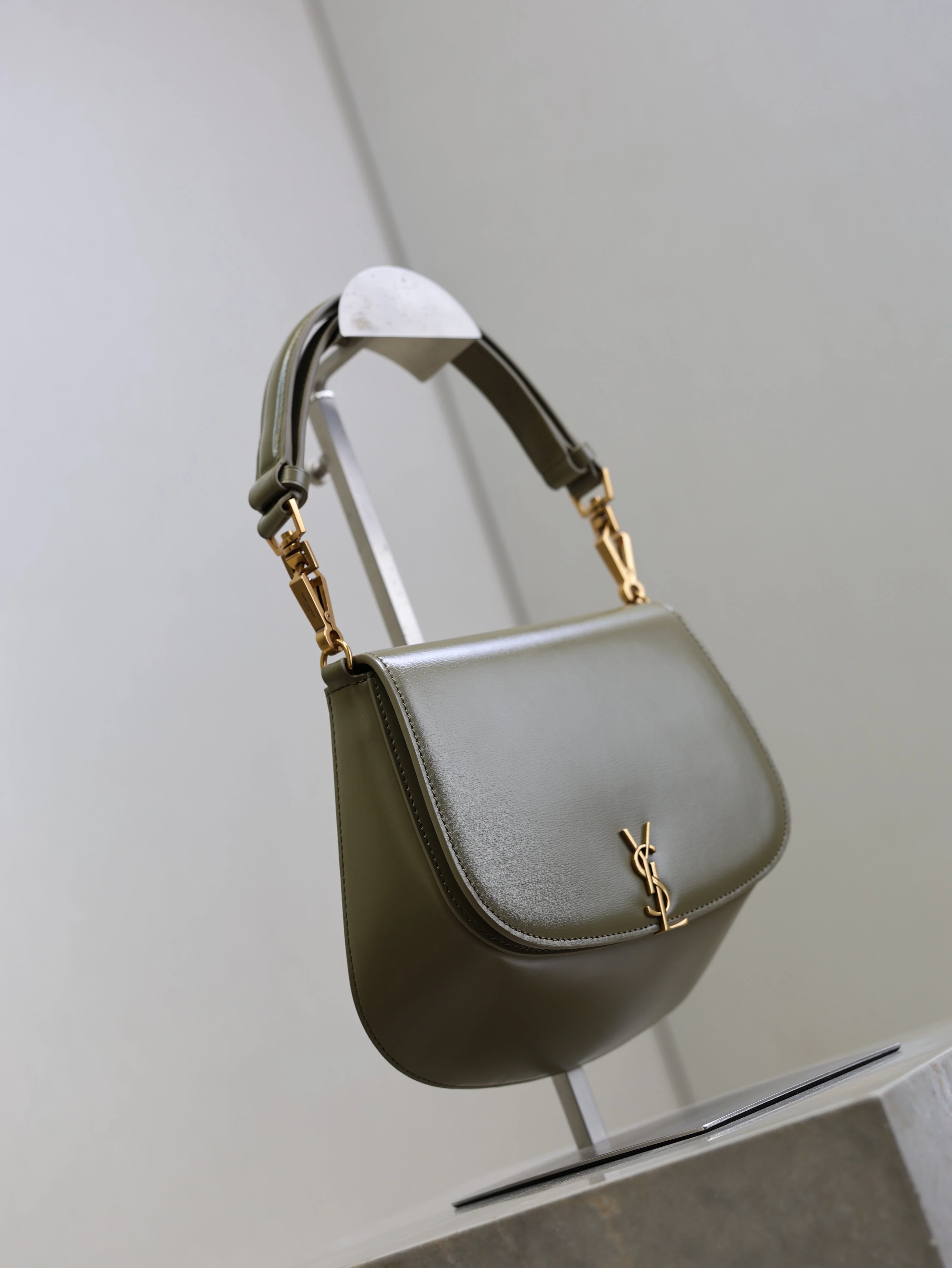 Saint Laurent YSL Mini Voltaire 21cm Olive Green Calfskin GHW