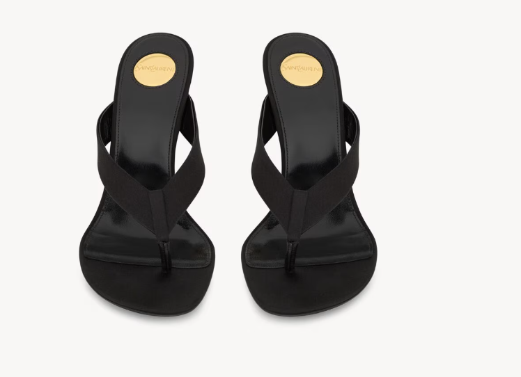 Saint Laurent Black OPYUM mules in satin crepe