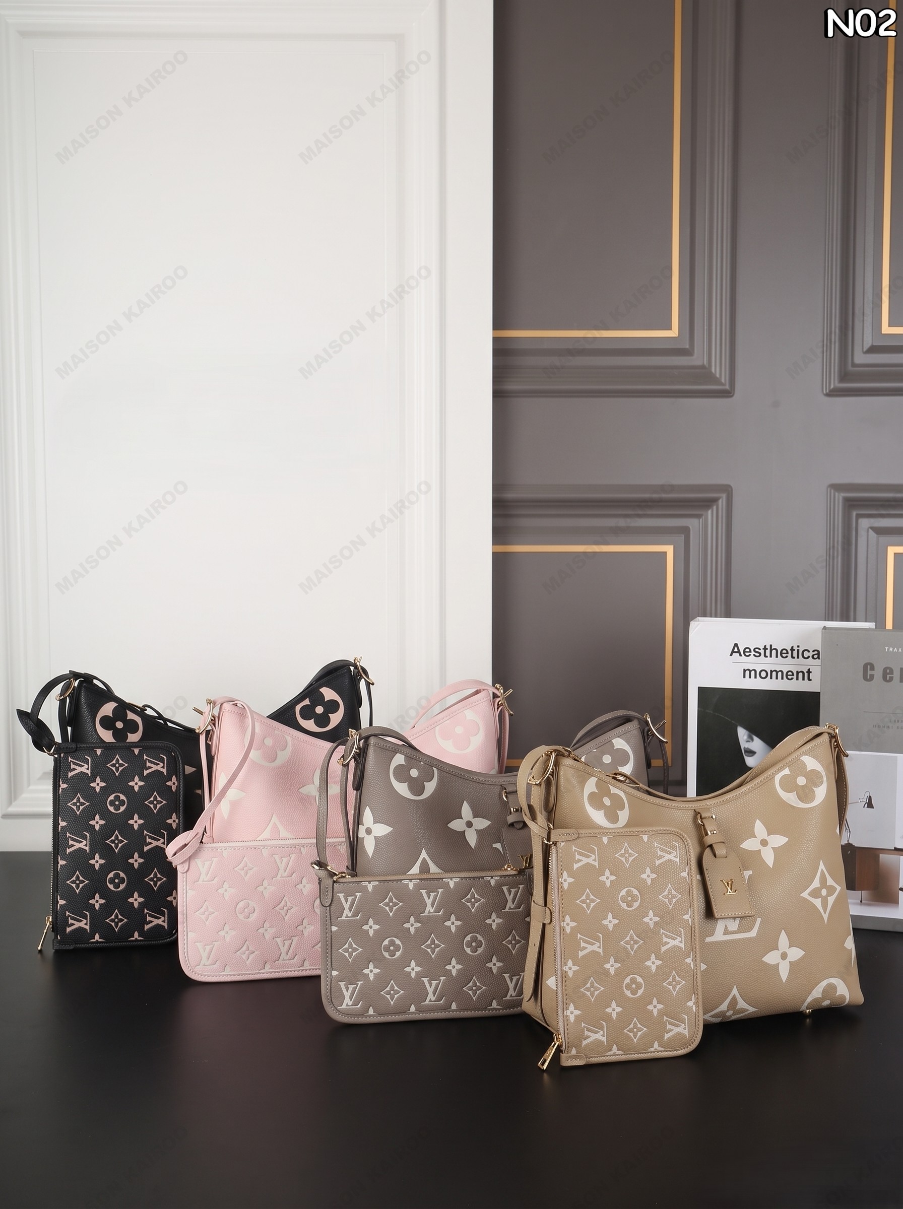 Louis Vuitton LV Carryall PM Bicolor Monogram Empreinte Leather Hobo Tote Shoulder Bag - KAIROO