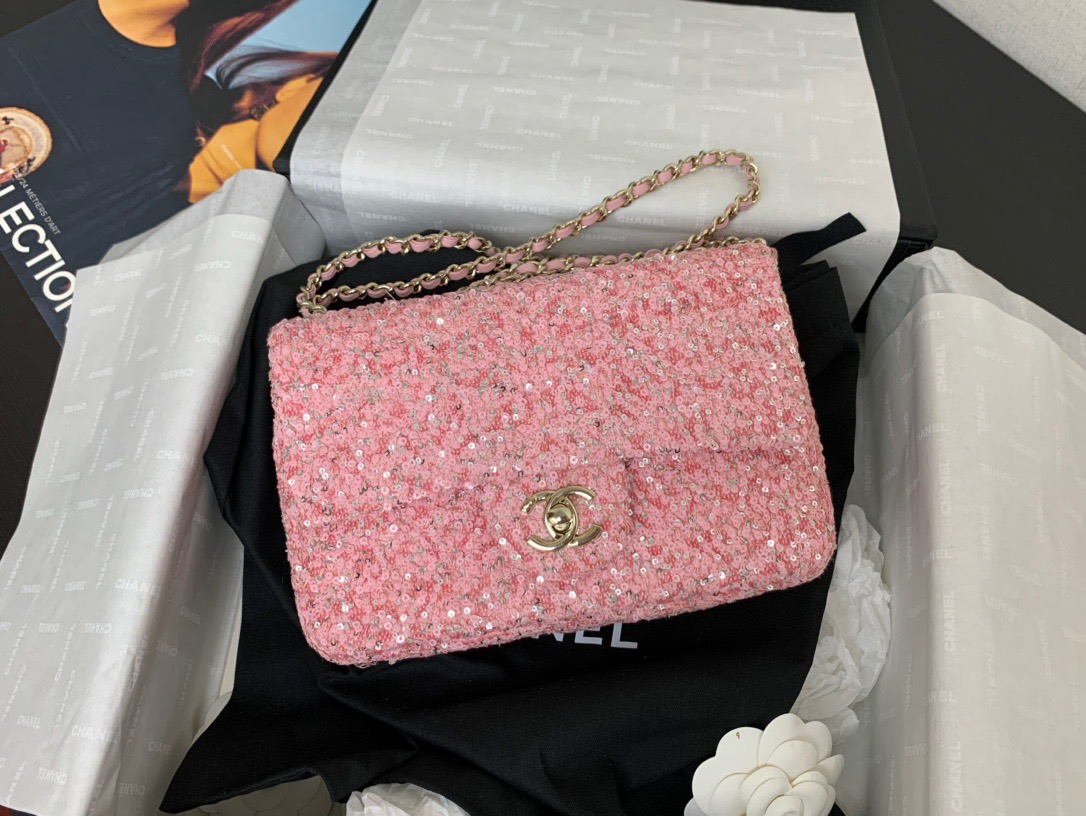 Chanel Pink Glitter Handbag Shoulder Bag Top Quality