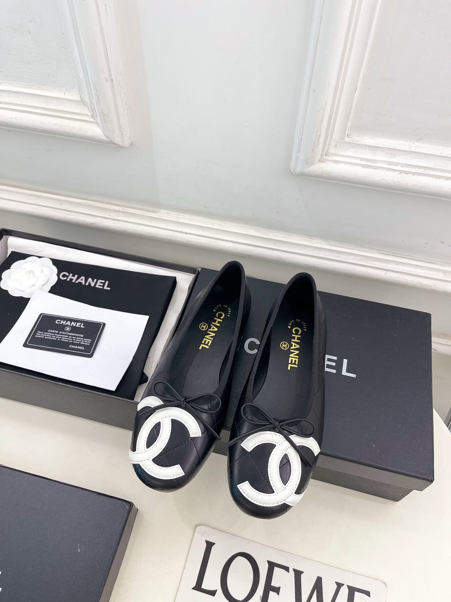 Chanel Lambskin Ballet Shoes in Black/White