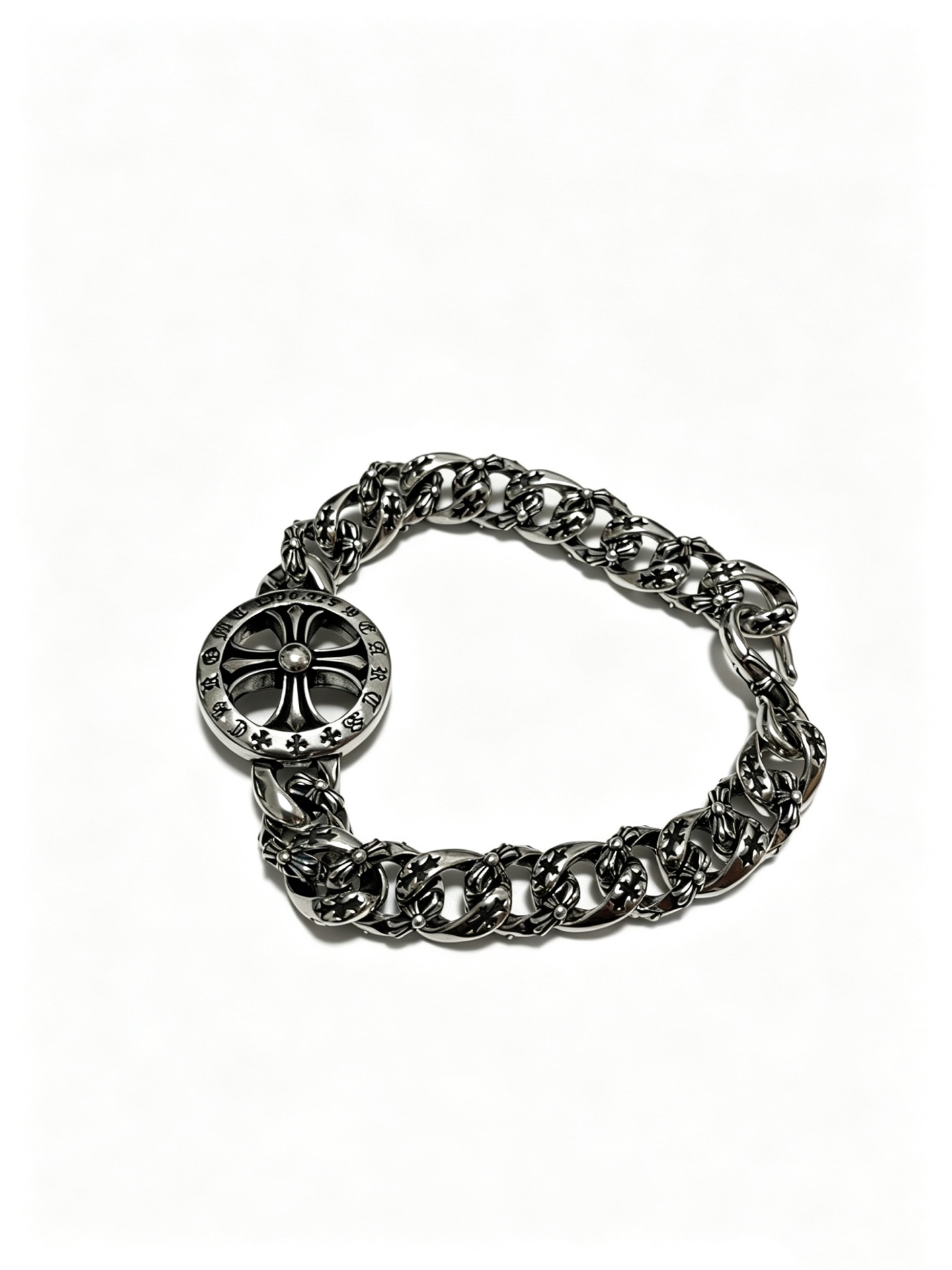 Chrome Hearts Oxidized Silver Unisex Bracelet
