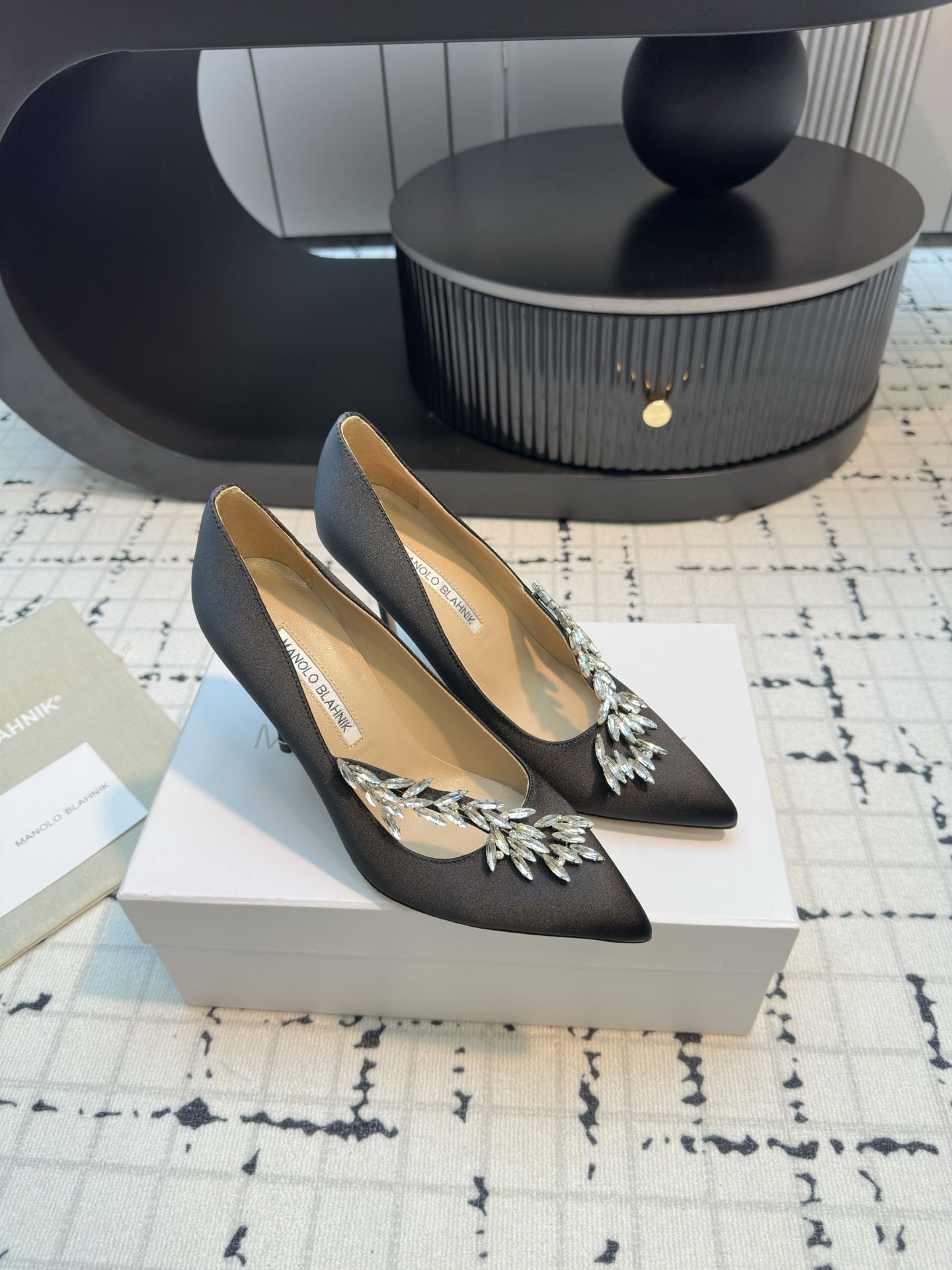 Manolo Blahnik Swarovski Crystal Satin Pump