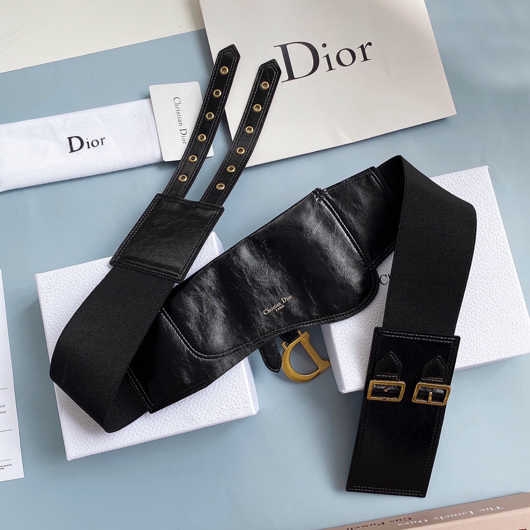 Dior Saddle Wide Leather Belt 12cm