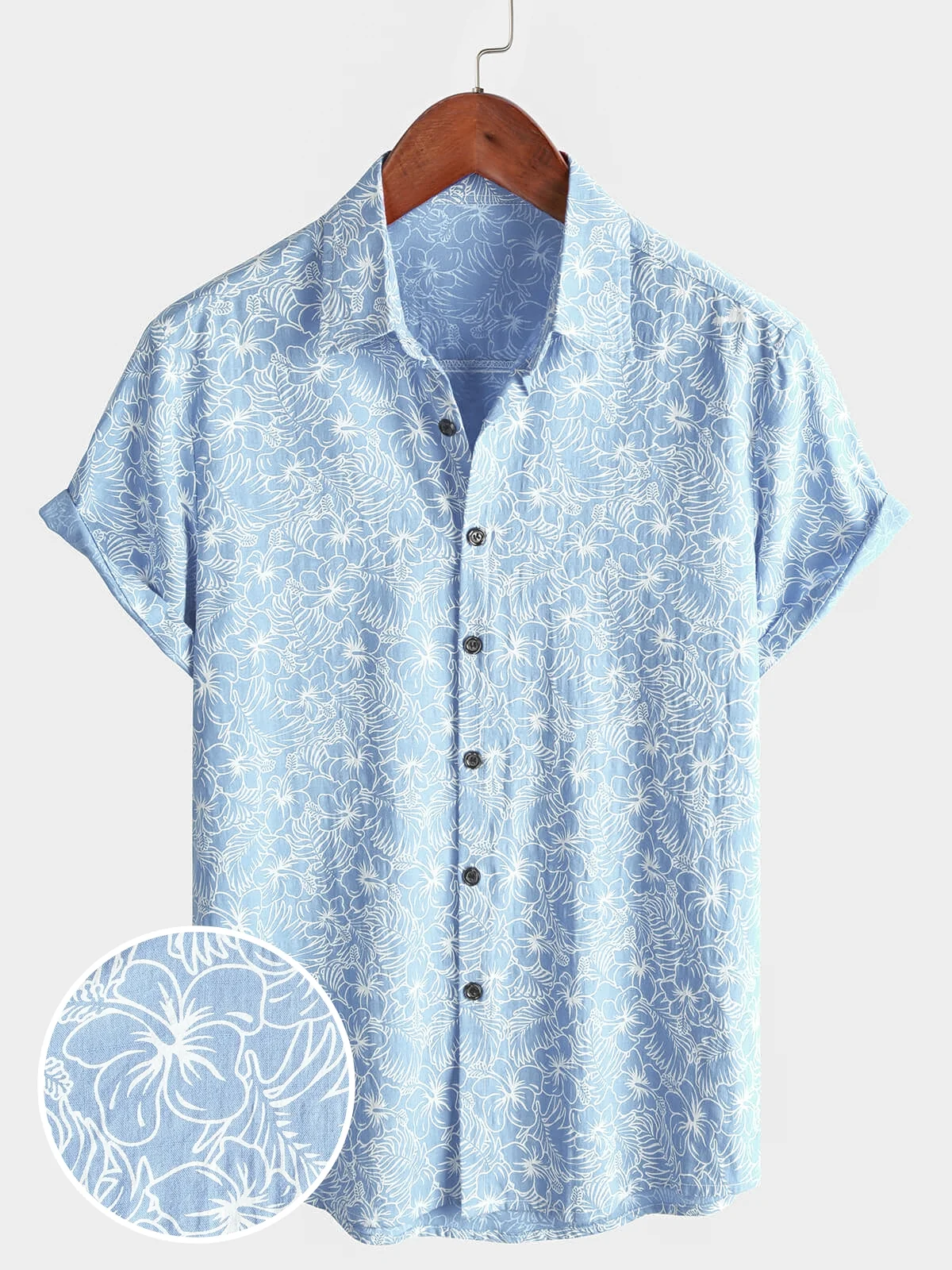 Men's Floral Cotton Hawaiian Short Sleeve Shirt