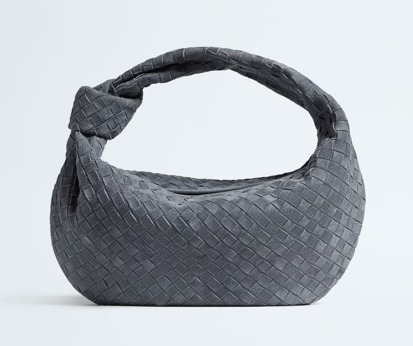 Bottega Cloudy indigo Intrecciato suede Medium Jodie Bag 48cm